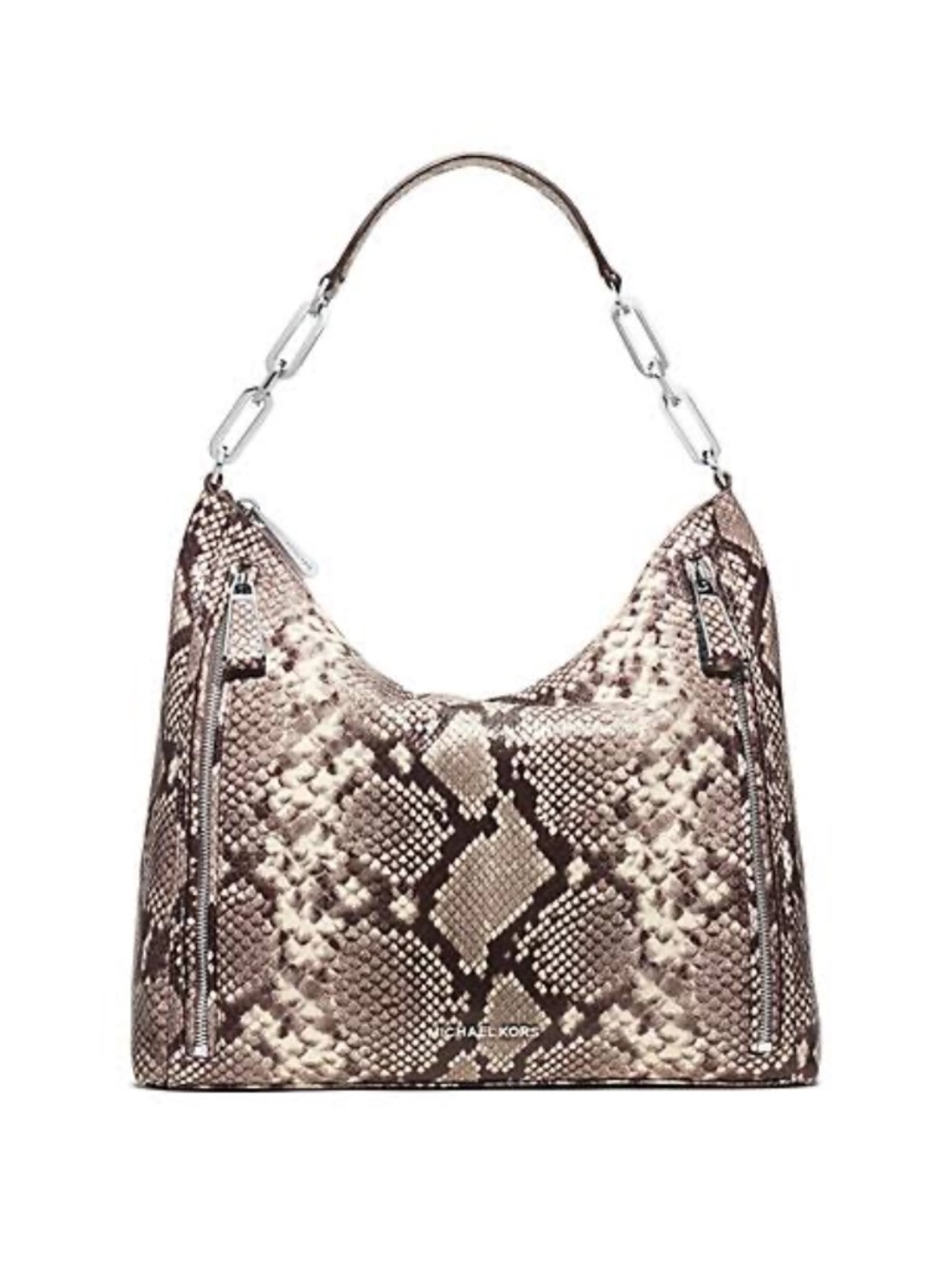 Michael Kors Matilda Large Embossed-Leather Shoulder Bag - Natural